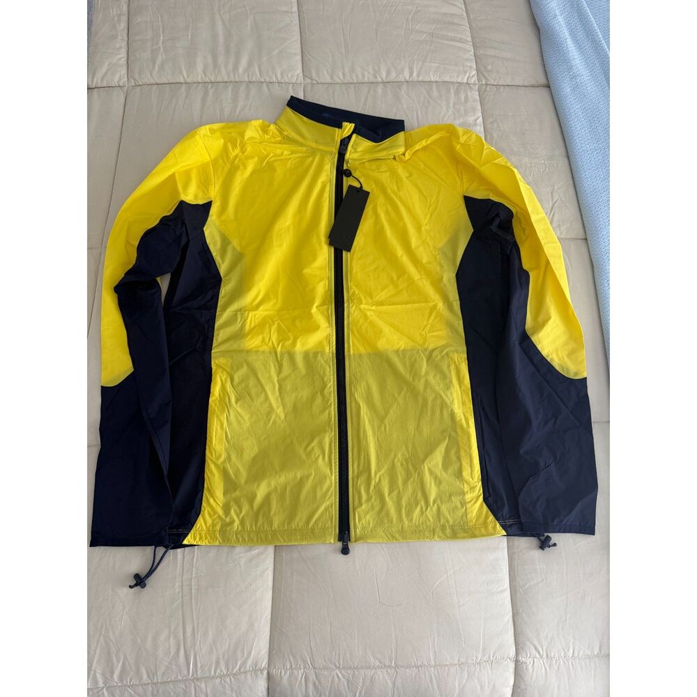 NWT Yellow Blaze Navy Blue Greyson Golf Jacket Trailwolf Colorblock Large Rain
